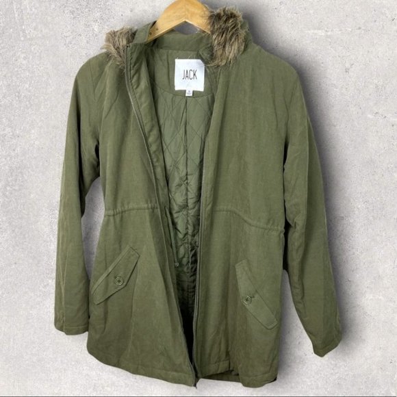 Revolve BB Dakota Army Green Faux Fur Ashland Coat Jack Size S Hood‎ Jacket NEW - Picture 4 of 13